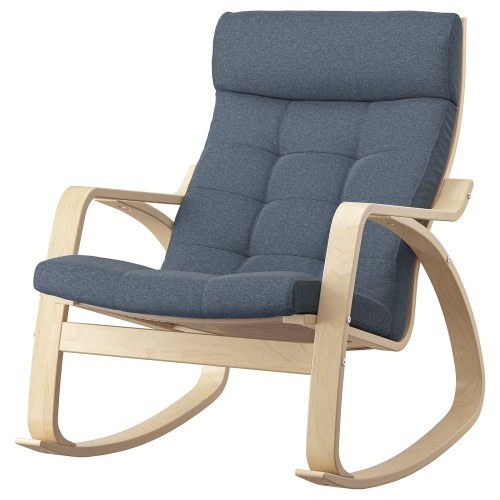 POÄNG Rocking chair - birch veneer/Gunnared blue