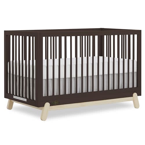 Dream On Me Hygge 5-in-1 Convertible Full-Size Baby Crib in Chocolate Chip and Voak, GreenGuard Gold & JPMA, Converts to Toddler, Day & Full-Size Bed, Adjustable Mattress Heights, Modern Nursery