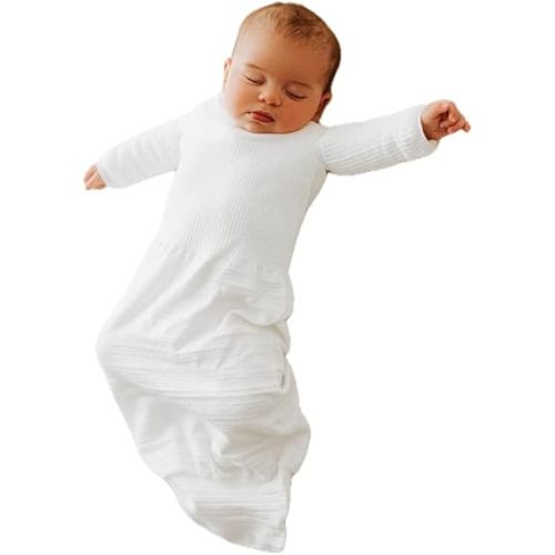 Swaddelini Arms Out Long Sleeve Sleep Sack, Viscose from Bamboo, Easy-to-use Baby Sleep Sack, Swaddle for babies 3-6 months, 18-25 pounds, Made in USA, Cloud