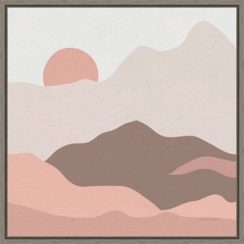 16" x 16" Mountainous II Pink by Sara Zieve Miller Framed Wall Canvas - Amanti Art: Hand-Stretched, Lithograph Print, Modern Decor