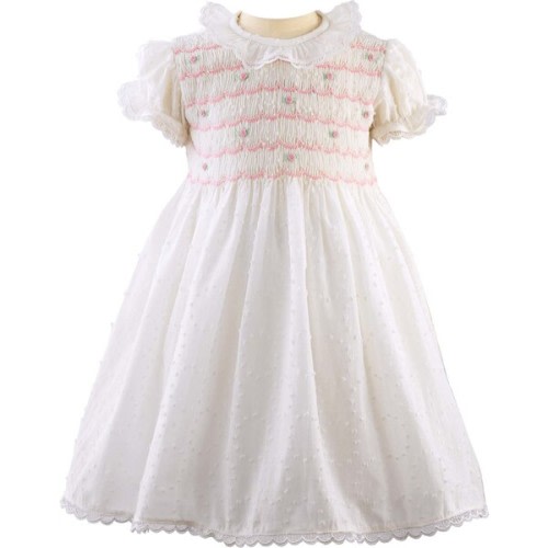 Swiss Dot Hand-Smocked Dress And Bloomers, Ivory - Rachel Riley | Maisonette (18 Months)