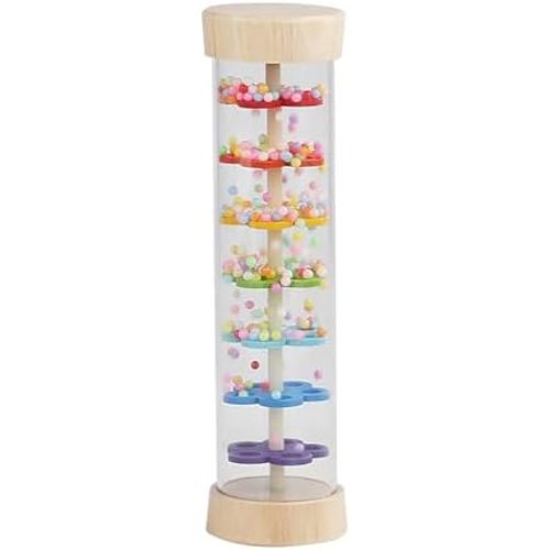 WODI Wooden Baby Rattle Rainstick Rainmaker Montessori Musical Toy for Infants Toddlers Newborns 0-3-6-9-12 Months Sensory Development