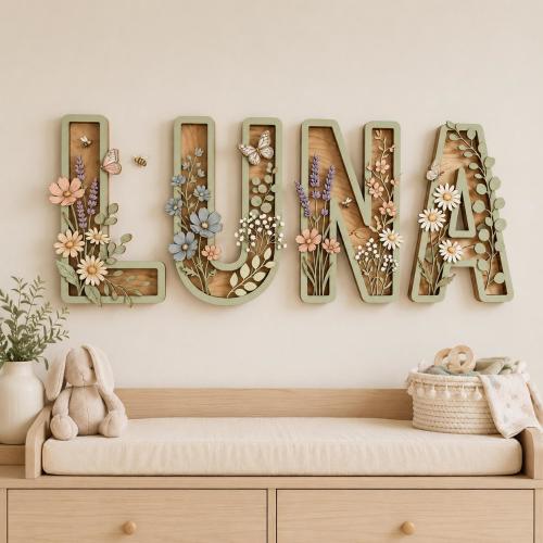 Personalized Wildflower Floral Name Sign - SUMMER