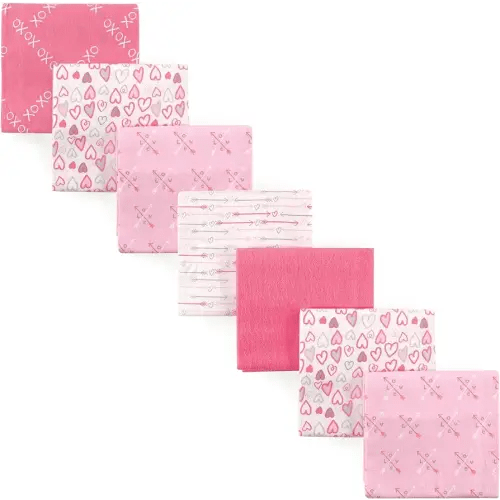 Luvable Friends Unisex Baby Cotton Flannel Receiving Blankets, Love 7-Pack, One Size