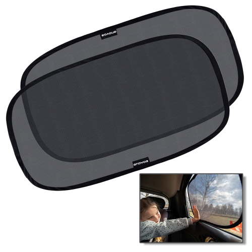 "Enovoe Car Window Shade, 2 Pack, XL 25""x 16"", UV and Glare Protection, Cling Design, Portable"