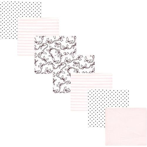 Luvable Friends Hudson Baby Flannel Receiving Blankets 7pk, Rose Ribbons