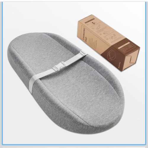 Blissful Diary Baby Changing Pad with Waterproof Lining Foam, Includes a Soft & Washable Cover, Contoured Changing Table Pads for Dresser Top with Non-Slip Bottom, 32”×16” (Grey, Avocado)