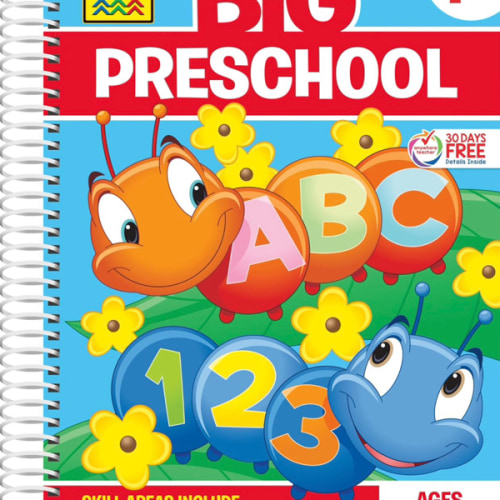 School Zone Big Preschool Workbook: 320 Spiral-Bound Pages, Pre-K, Colors, Shapes, Numbers, Early Math, Alphabet, Pre-Writing, Phonics, Following Directions, Ages 3-5