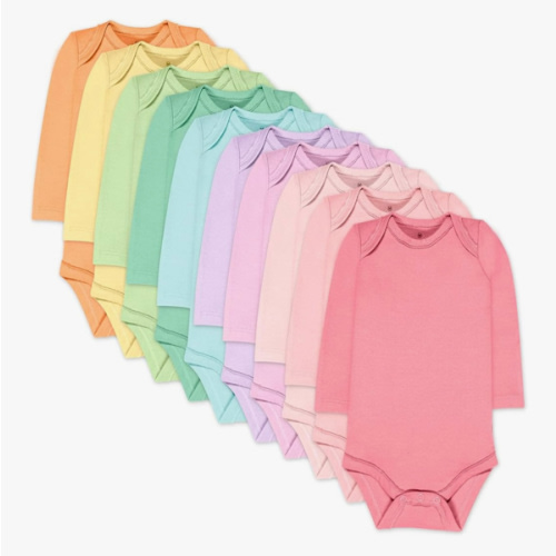 HonestBaby 10-Pack Long Sleeve Bodysuits One-piece 100% Organic Cotton for Infant Baby Boys, Girls, Unisex