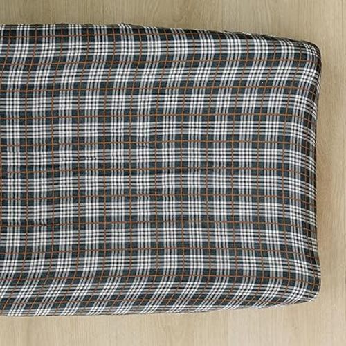 Mebie Baby Changing Pad Cover, Navy Plaid, 100% Muslin Cotton Changing Table Pad Cover for Baby Boy and Girl, Designer Nursery Decor Covers, Diaper Changing Pad Cover for Changing Station