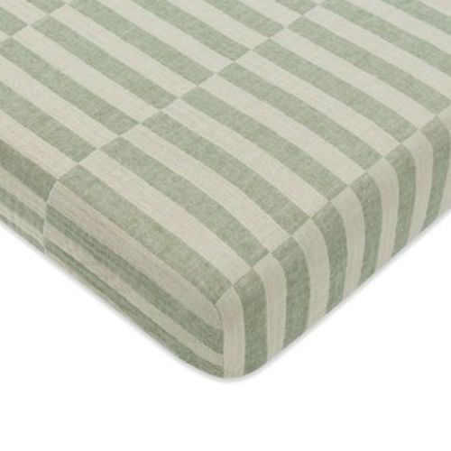 Babyletto Muslin Mini Crib Sheet, GOTS Certified Organic Cotton - Moss Stripe