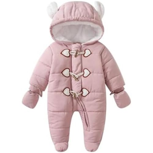 Simplee kids Baby Infant Boys Girls Snowsuit Winter Hooded Footed Warm Jumpsuit Outerwear with Gloves for 3-24 Months