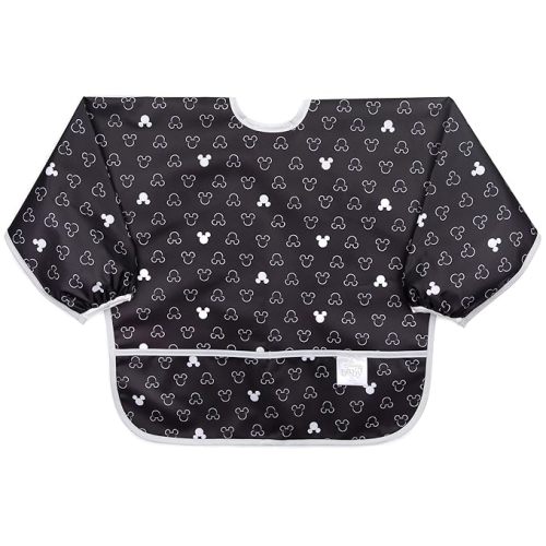 Bumkins Sleeved Bib for Girl or Boy, Baby and Toddler for 6-24 Mos, Essential Must Have for Eating, Feeding, Baby Led Weaning Supplies, Long Sleeve Mess Saving Food Catcher, Soft Fabric, Beige Check