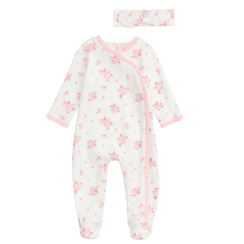 Beautiful Ivory Blossom Sleeper Set for Kids 0-3M White | Mud Pie