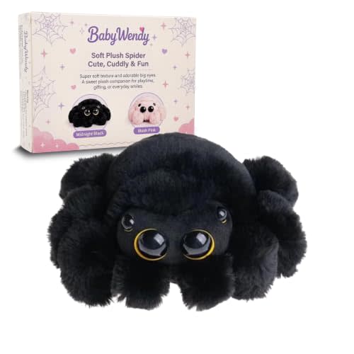 Spider Plush Toy - 8.66-inches Cute Black Jumping Spider Plush Stuffed Animal, Gift for Girls Boys,Party and Home Decoration.