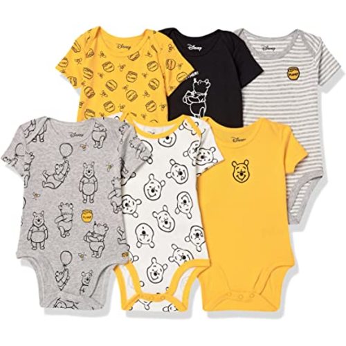 Amazon Essentials Disney | Marvel | Star Wars Unisex Babies' Short-Sleeve Bodysuits, Pack of 6
