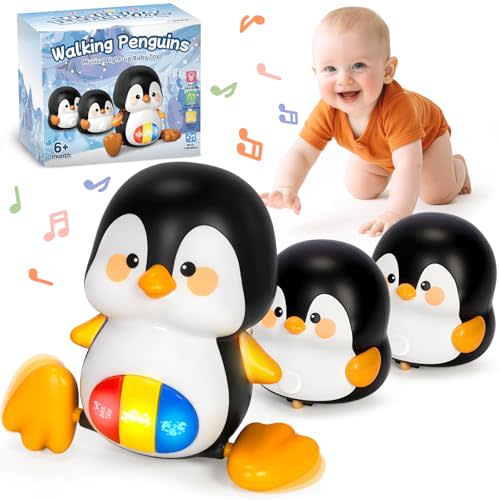 Baby Toys 6-12 Months, Musical Penguins Crawling Infant Toys, Early Learning Toy for Tummy Time with Light & Sound, Birthday Gifts for Babies Newborn Boys Girls 0-3-6 7 8 9 10 11 Months 1 Year Old