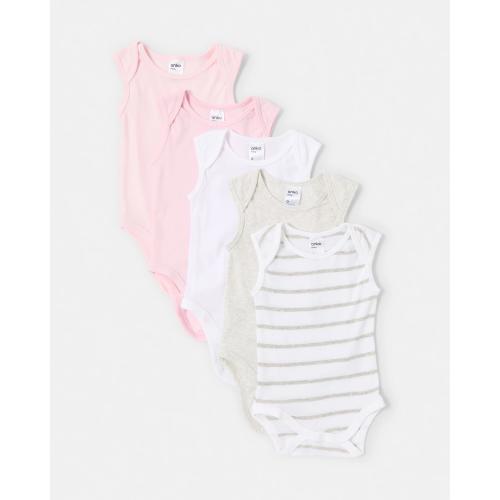 5 Pack Sleeveless Bodysuits - Kmart