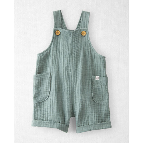 Baby Organic Cotton Gauze Shortalls in Green