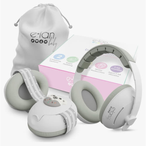 2-in-1 Baby Ear Muffs Noise Protection - Baby Headphones for Noise & Plane Travel - 2 Headbands - Toddler Ear Protection for Infant & Toddler Travel Essential, Age 1-36 Months