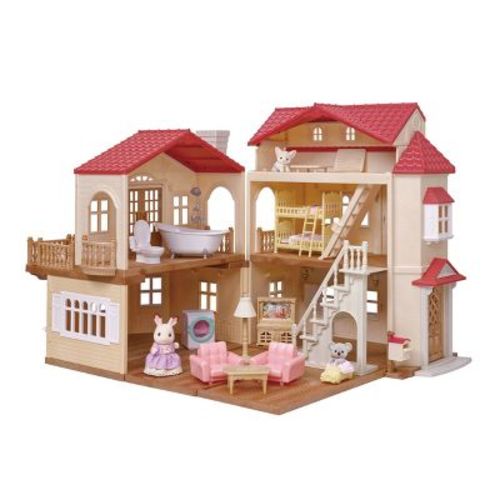 Calico Critters Red Roof Country Home Gift Set, Dollhouse Playset with Figures, Furniture and Accessories