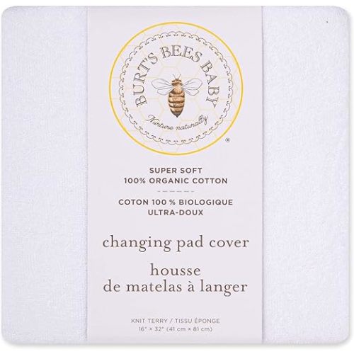 Burt's Bees Baby Unisex Baby Gift Set - Crib Sheet, Changing Pad Cover & Burp Cloths, 100% Organic Cotton Essentials Bundle