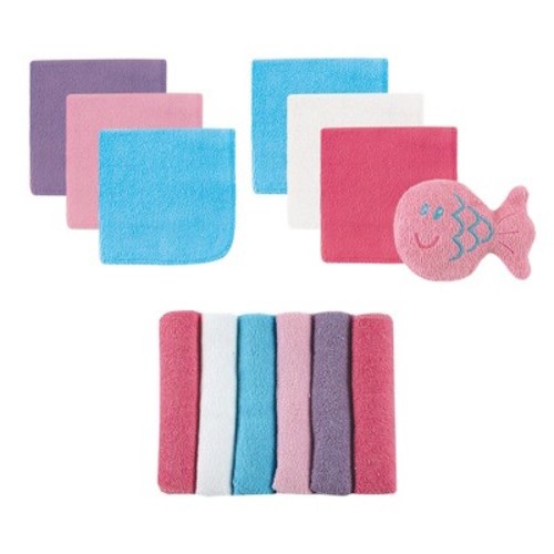 Luvable Friends Baby Girl Cotton Rich Washcloths, Pink Solid, One Size