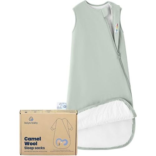 kaiya baby 1.0 TOG Organic Cotton Sleep Sack, Camel Wool, 0-6M
