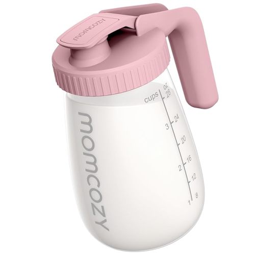 Momcozy Breast Milk Pitcher, Resistant to Heat and Cold Abrupt Temp Swings, No Leak Breast Milk Fridge Storage Container With Wide Mouth, Fast Baby Formula Maker, Breastfeeding Essentials, Pink