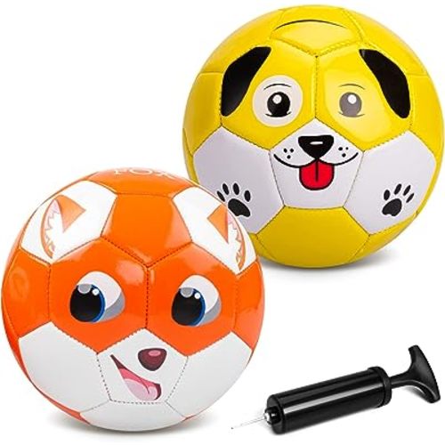 Toddler Soccer Ball Size 2 - Soft Kids Soccer Ball 2 Pack for Ages 1-3 3-5 - Cartoon Sports Toys for Boys Girls - 5.8” Small Ball for Indoor/Outdoor Games for Yard Games