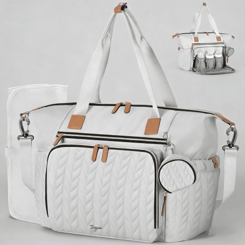 Leke, Diaper Bag, Waterproof, Grey, Large Capacity with Changing Pad
