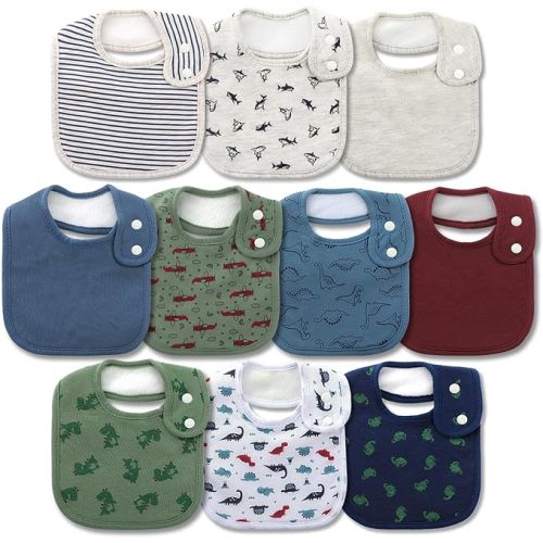 Hakochia Waterproof Baby Bibs Organic Cotton Super Soft and Absorbent With Adjustable Snap for Baby Boys and Girls