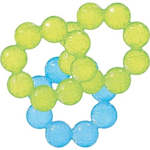 Infantino Water Baby Teethers – Sensory Exploration and Baby Teething Relief, Cooling Relief for Teething Babies 3-6 Months, Lime & Blue, 3-Pack