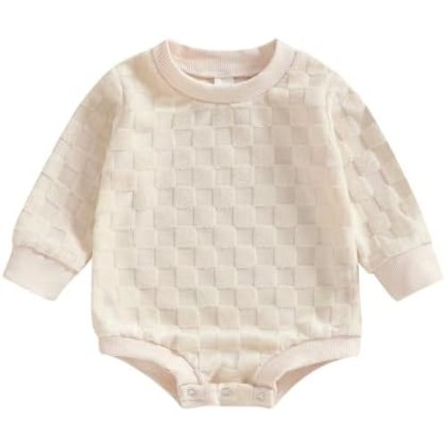 Douhoow Baby Sweatshirt Romper Plaid Baby Girl Boy Romper Checkerboard Baby Bodysuit Fall Winter Festival Clothes