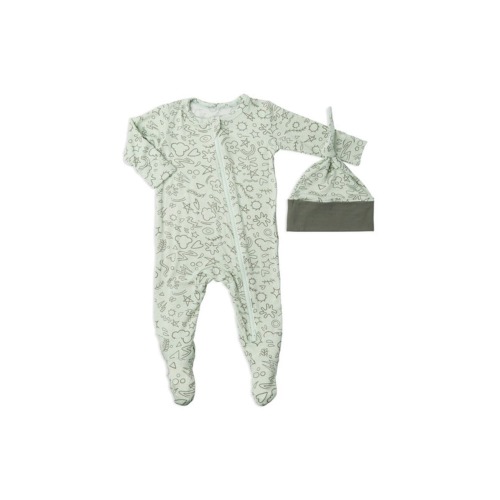 Jersey Long Sleeve Footie & Hat Set, 0-3M