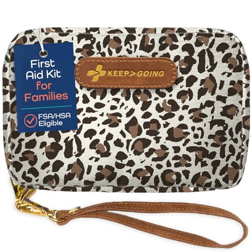 Keep Going Travel First Aid Kit for Kids – 130 Pc.for Purse, Diaper Bag, Backpack, & Suitcase, with Latex-Free Bandages – 7 x 5 x 2 in. Travel First Aid Kit TSA-Approved