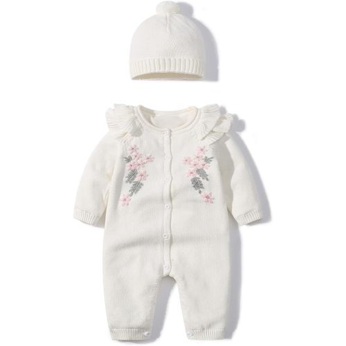 Mameluco de punto para bebé recién nacido, niño, con manga larga de algodón, con gorro cálido para niños, conjunto de invierno