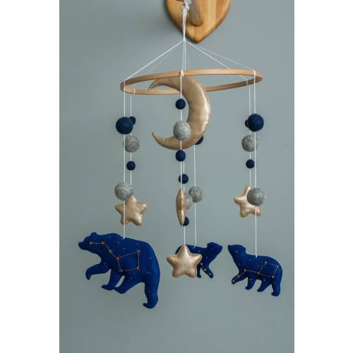 Moon and Star Mobile With Celestial Bears Baby Neutral Mobile - Etsy