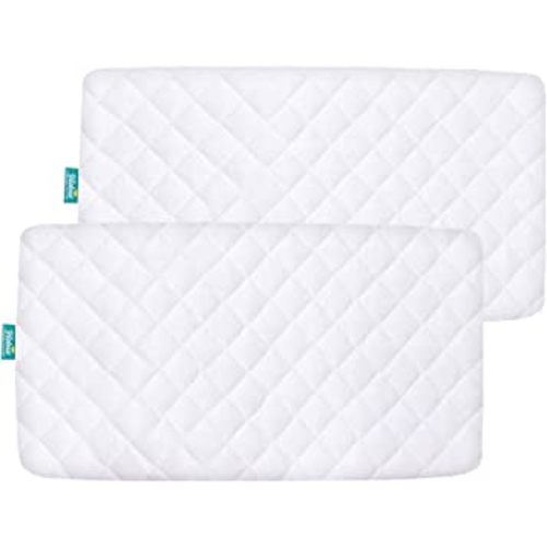 Waterproof Bamboo Bassinet Mattress Cover Compatible with Chicco LullaGo Portable Bassinet, Ultra Soft Surface, 2 Pack, Breathable and Easy Care