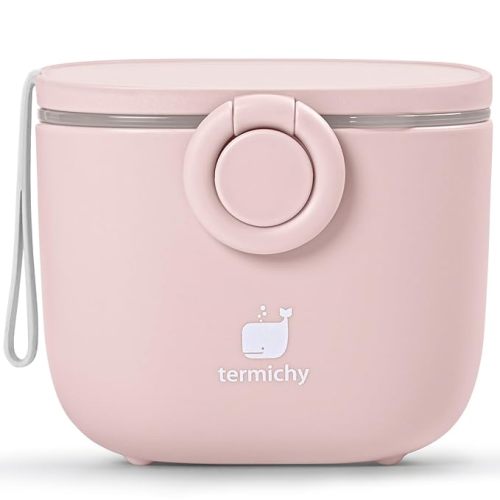 Termichy Baby Formula Dispenser, Portable Milk Powder Dispenser Container with Carry Handle and Scoop for Travel Outdoor Activities with Baby Infant, 8.8OZ, 0.55LB, 250g,500ml (Full Lightpink)