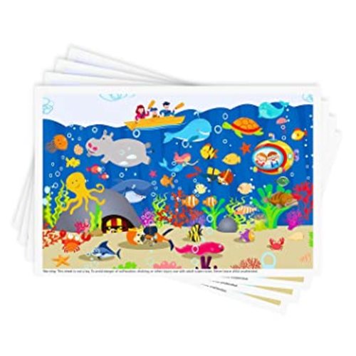 Babebay Disposable Stick-On Placemats for Baby, 40 Pack, Animal Alphabet