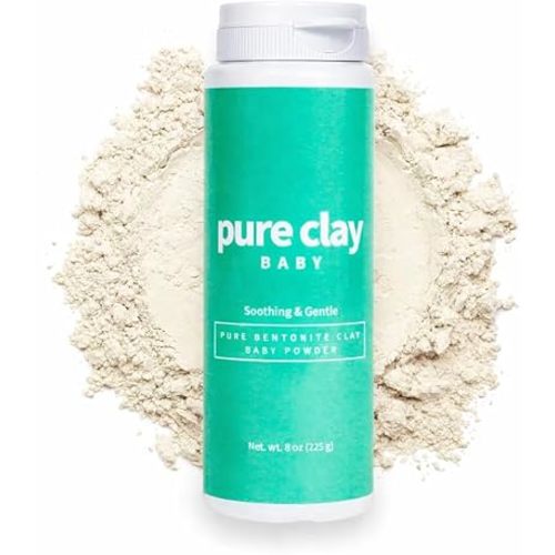 Talc Free Baby Powder with Organic Bentonite Clay Food Grade for Sensitive Skin, Gentle Calcium Bentonite Care for Delicate Infant Diaper Area. Talc-Free Baby Powder. Unscented and Organic.