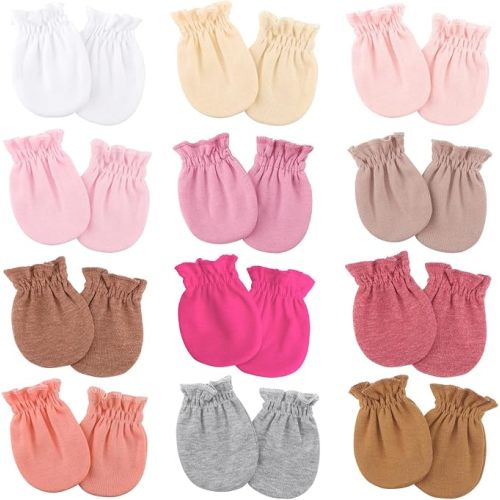 BQUBO 12 Pairs Baby Mittens Newborn Infant Toddler Mittens No Scratch Cotton Elastic Wrist Gloves for Boys Girls 0-6 Months