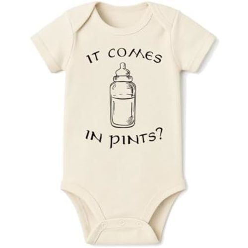 It Comes In Pints Onesie - 100% Cotton -Cream Color