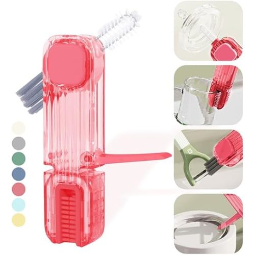 VIDONIO 4 in 1 Cup Lid Gap Cleaning Brush, Multifunctional Insulation Bottle Cleaning Tools, Mutipurpose Tiny Silicone Cup Holder Cleaner, Home Kitchen Cleaning Tools