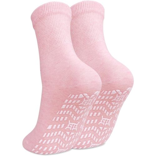CaiDieNu Non Slip Socks for Women: Non Skid Crew Grip Socks with Gripper for Elderly Pregnant Hospital Slipper Grippy 5 Pairs