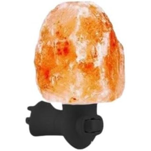 Natural Pink Himalayan Rock Salt Black Plug in Night Light with On/Off Switch and 15 Watt Bulb Gibraltar Nightlight - Ideal Small lamp - Himalayan Salt Lamp - Night Light Lamp (Black)