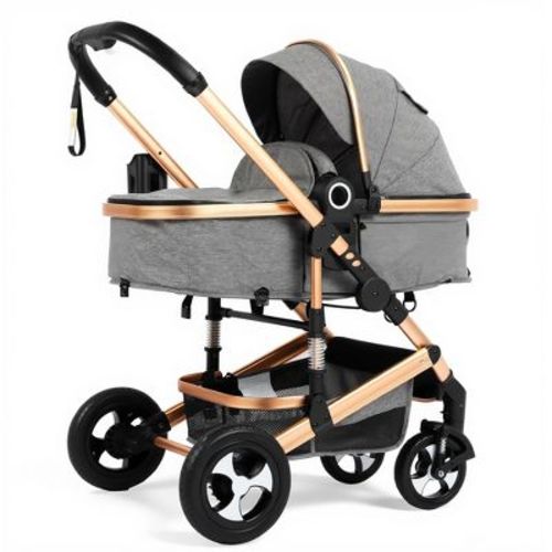 TODECARE 2-in-1 Convertible Baby Stroller with Reversible Seat, Adjustable Canopy and Storage, Rose Gold