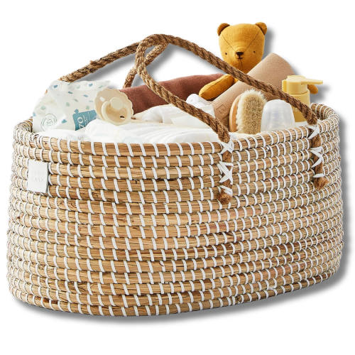 Baby Diaper Caddy Organizer "LILY" Handmade & Natural by BEBE BASK® – BEBE BASK