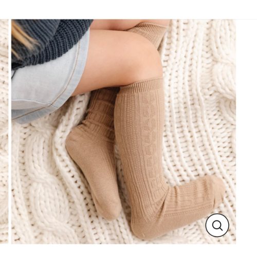 Oat Cable Knit Knee High Socks